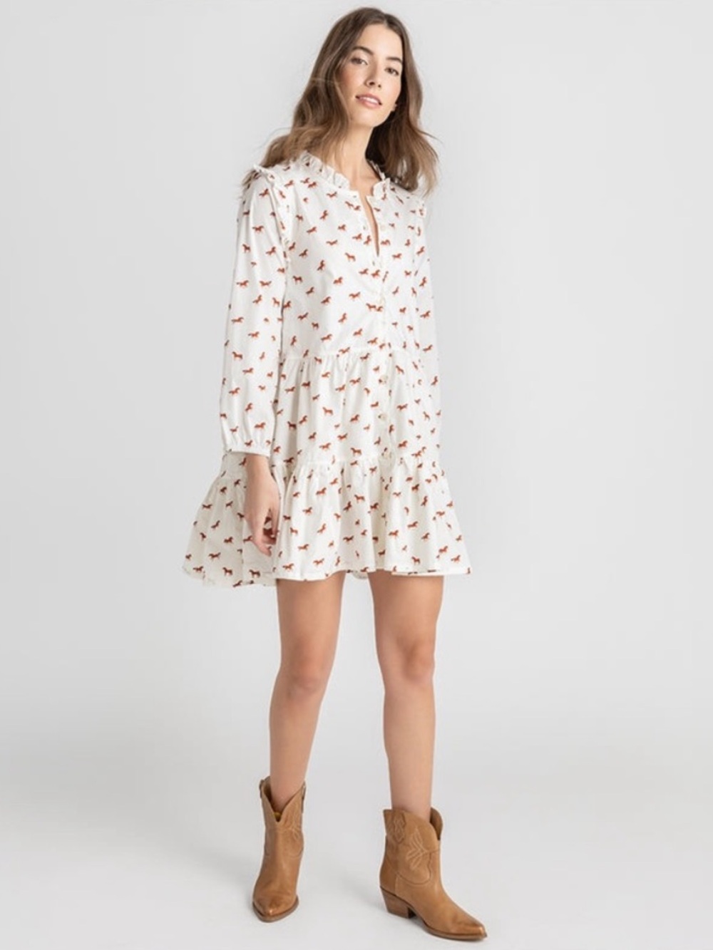 NWOT PINK CHICKEN Kalani Dress in Tiny Horses size L